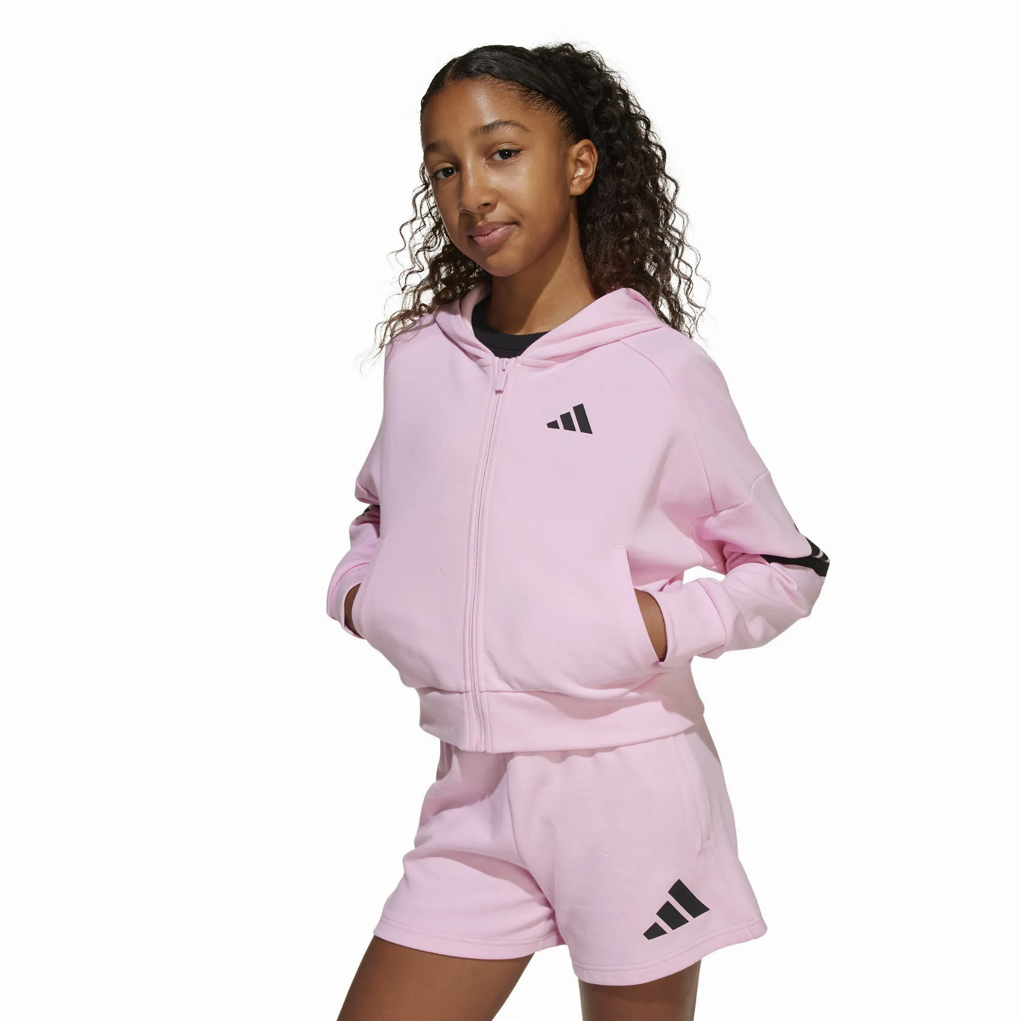 adidas Future Icons 3-Streifen Kids Kapuzenjacke Kinder rosa