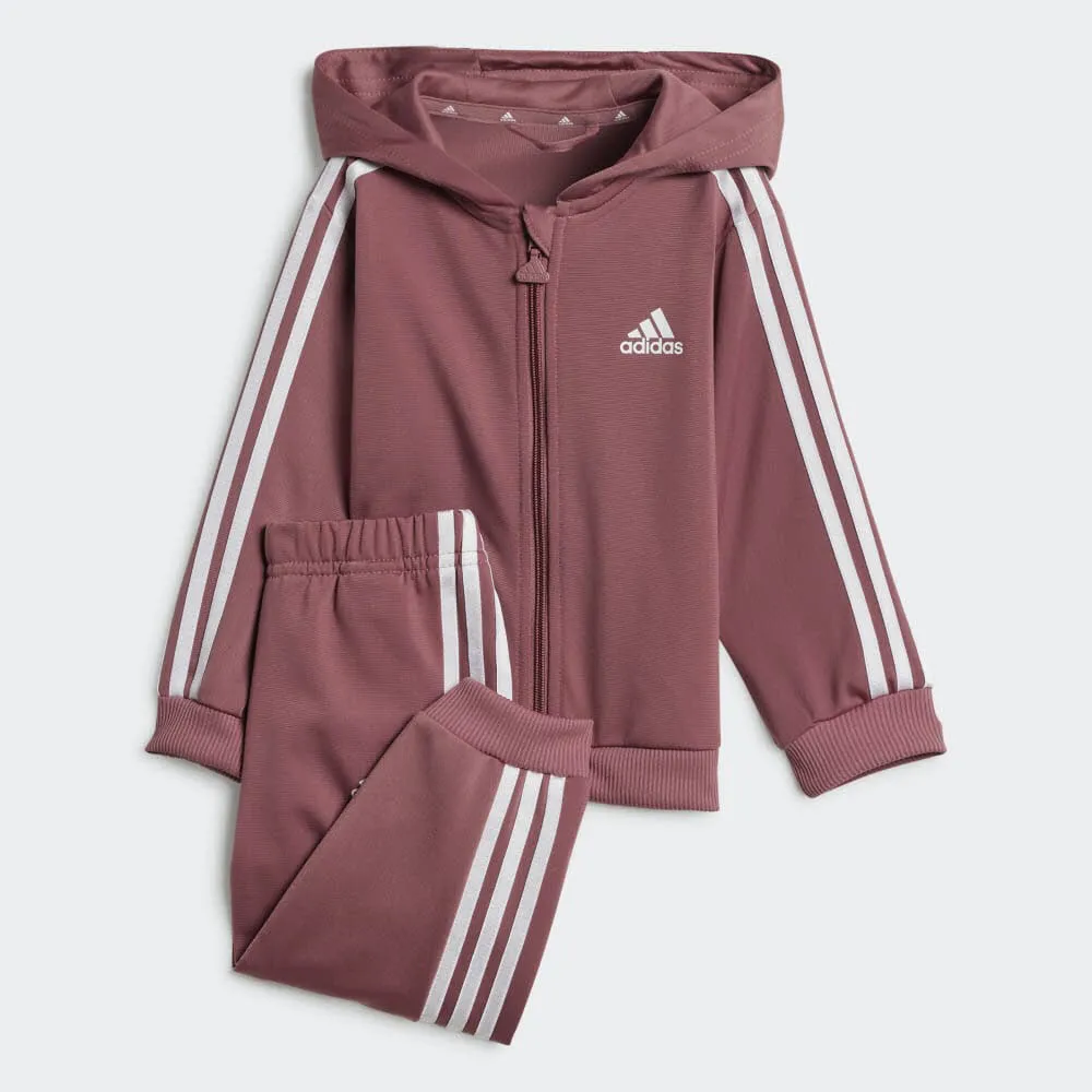 adidas ESSENTIALS SHINY HOODED Kinder Trainingsanzug Jogginganzug rot
