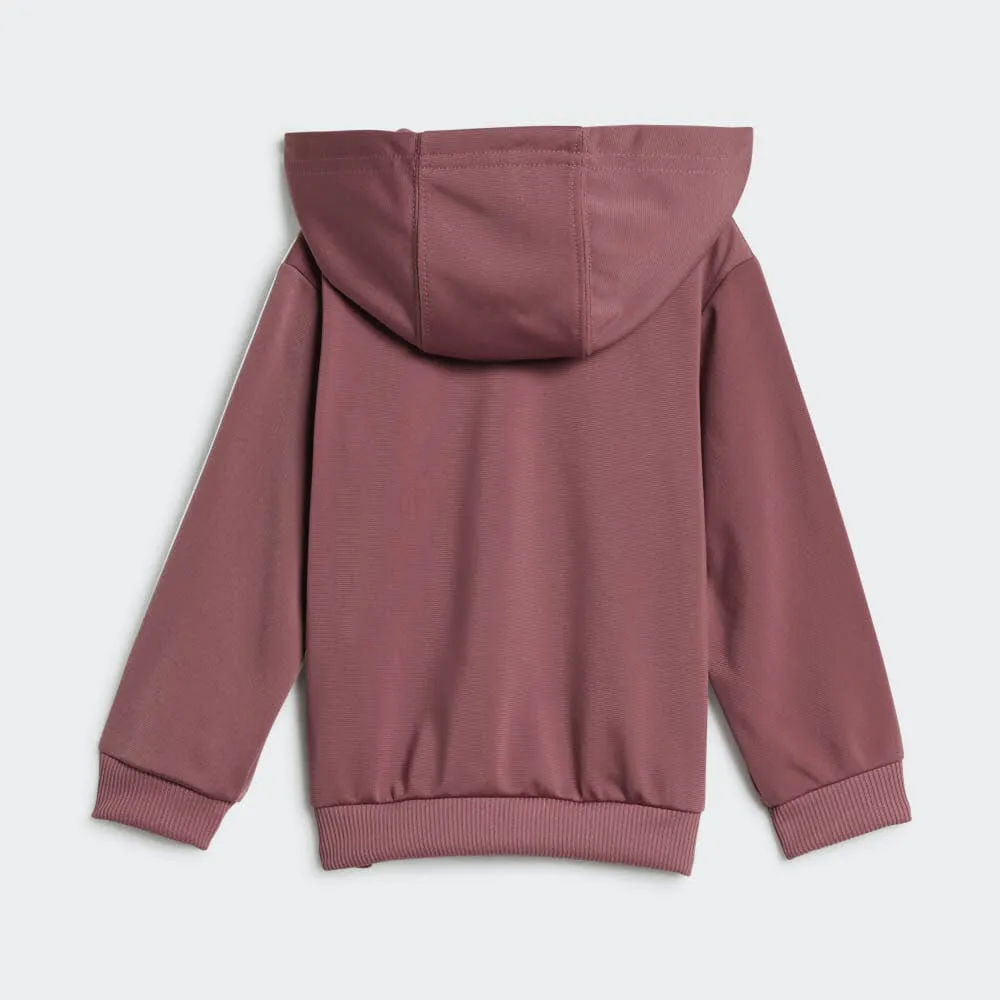 adidas ESSENTIALS SHINY HOODED Kinder Trainingsanzug Jogginganzug rot