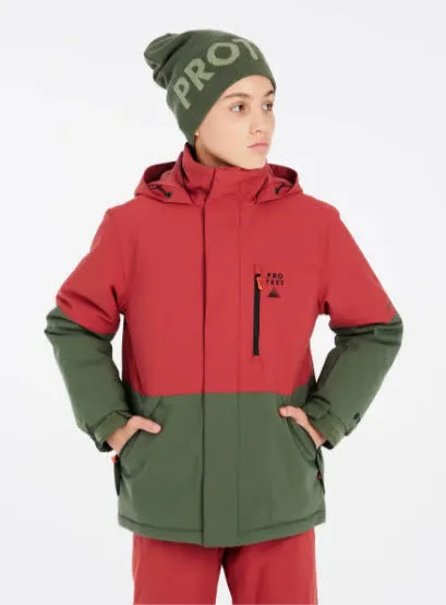 Protest PRTSAVER JR Skijacke Kinder Jungen dunkelgrün rot