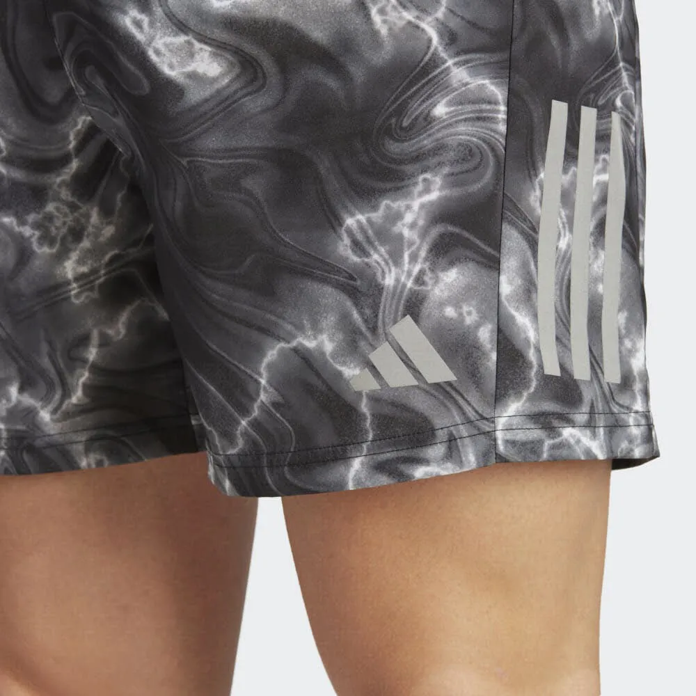 adidas Own the Run Allover Print Herren Shorts Laufshort Sportshort grau