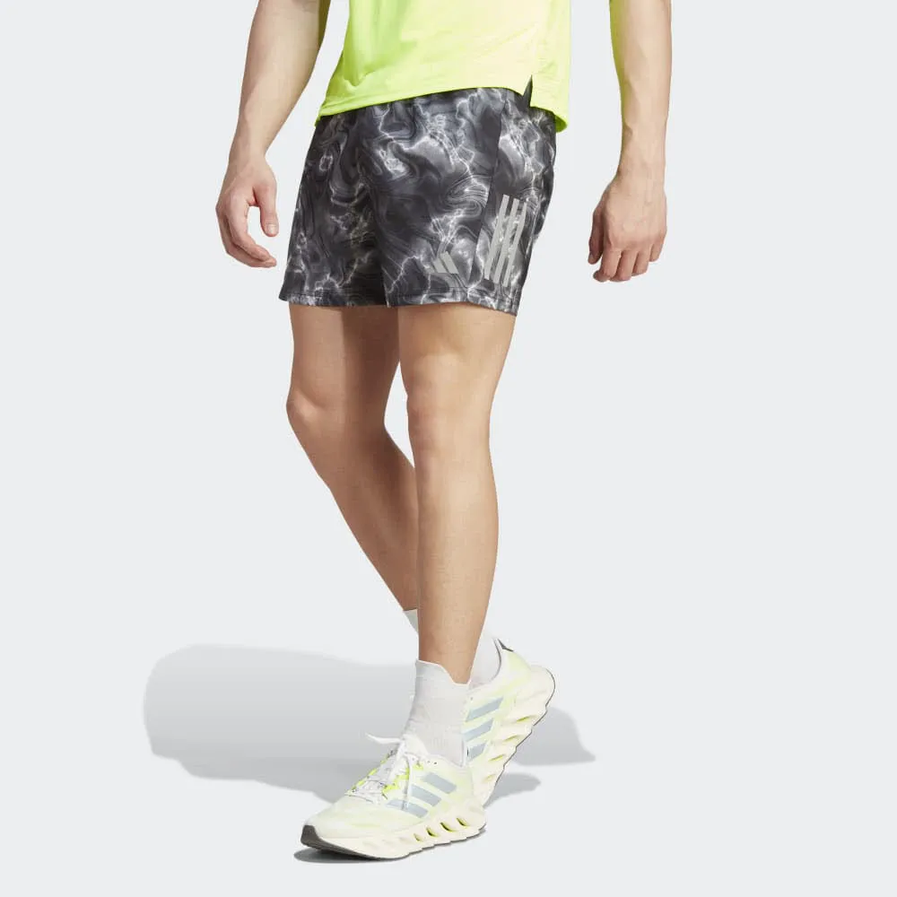 adidas Own the Run Allover Print Herren Shorts Laufshort Sportshort grau
