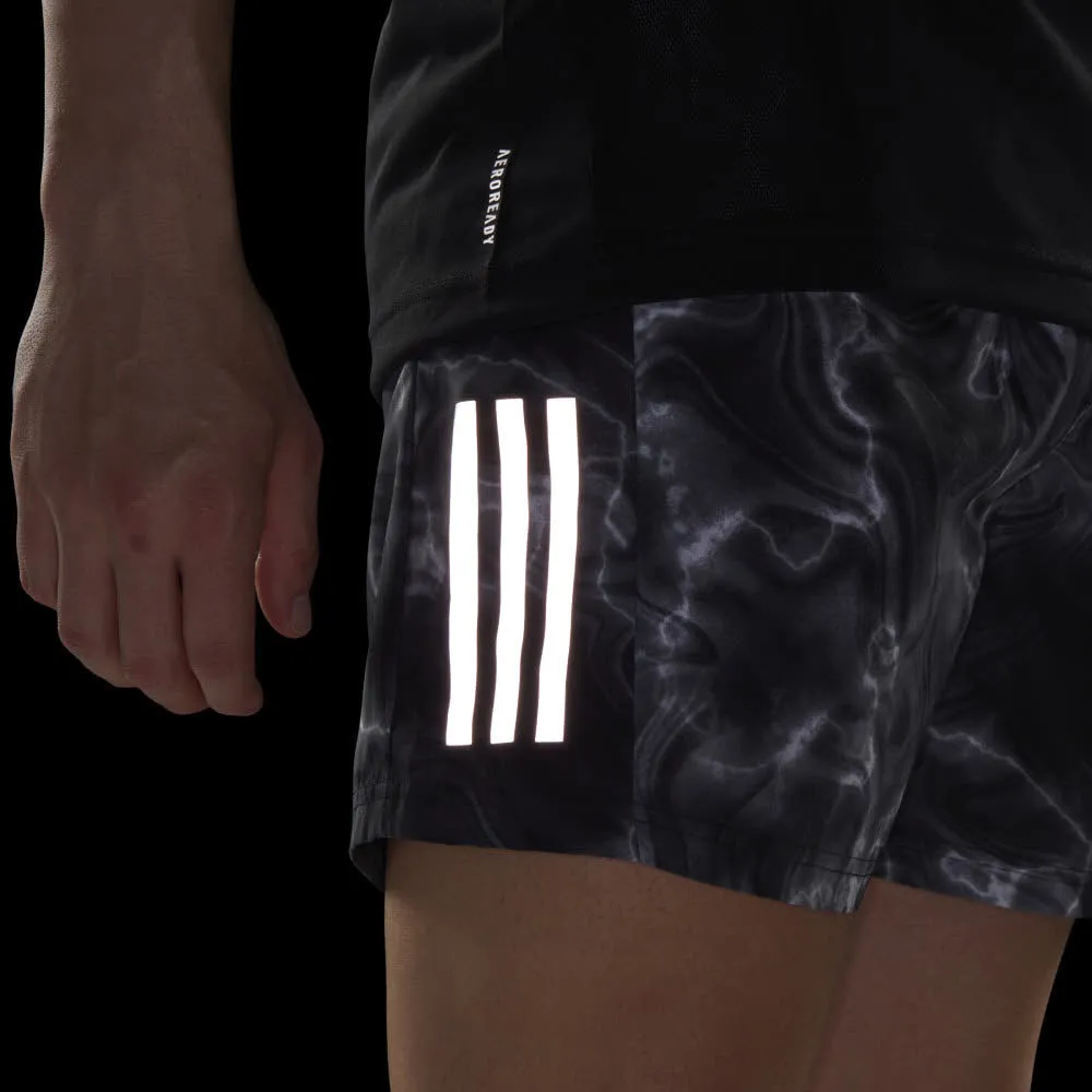adidas Own the Run Allover Print Herren Shorts Laufshort Sportshort grau