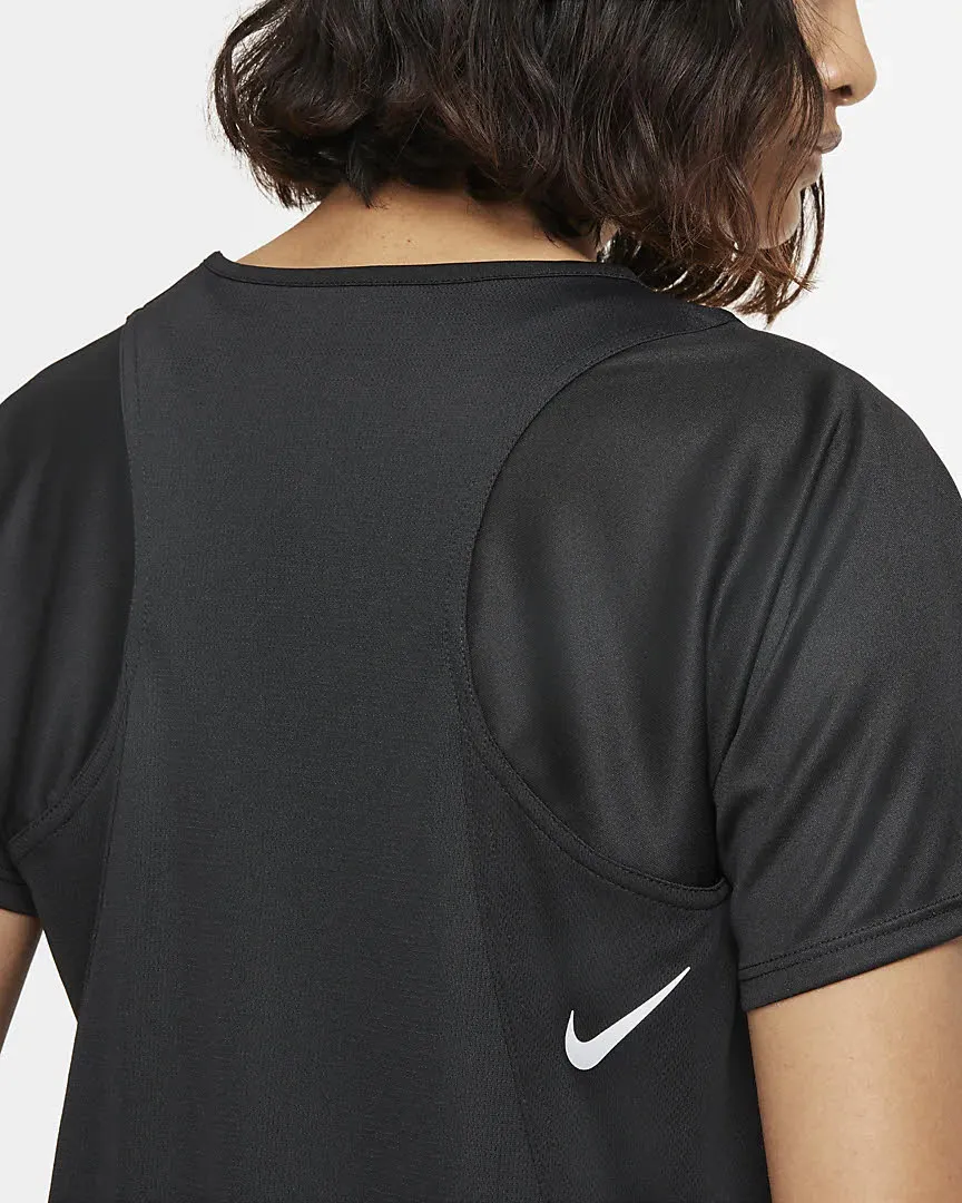 NIKE DRI-FIT RACE WOMEN'S Damen Laufshirt Funktionsshirt T-Shirt schwarz NEU