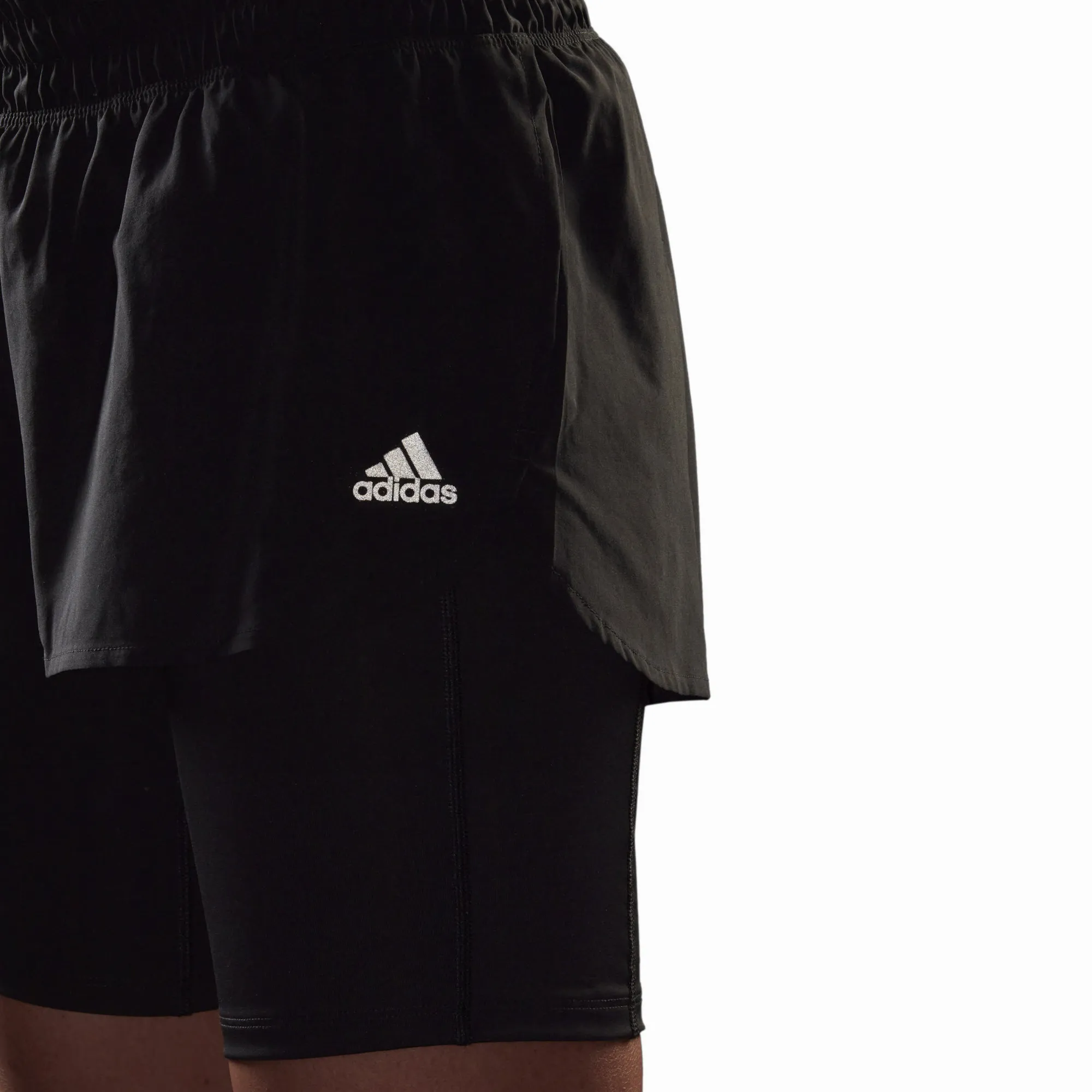 adidas Run Icons 2 in 1 Shorts Damen Laufhose Lauftights kurz schwarz