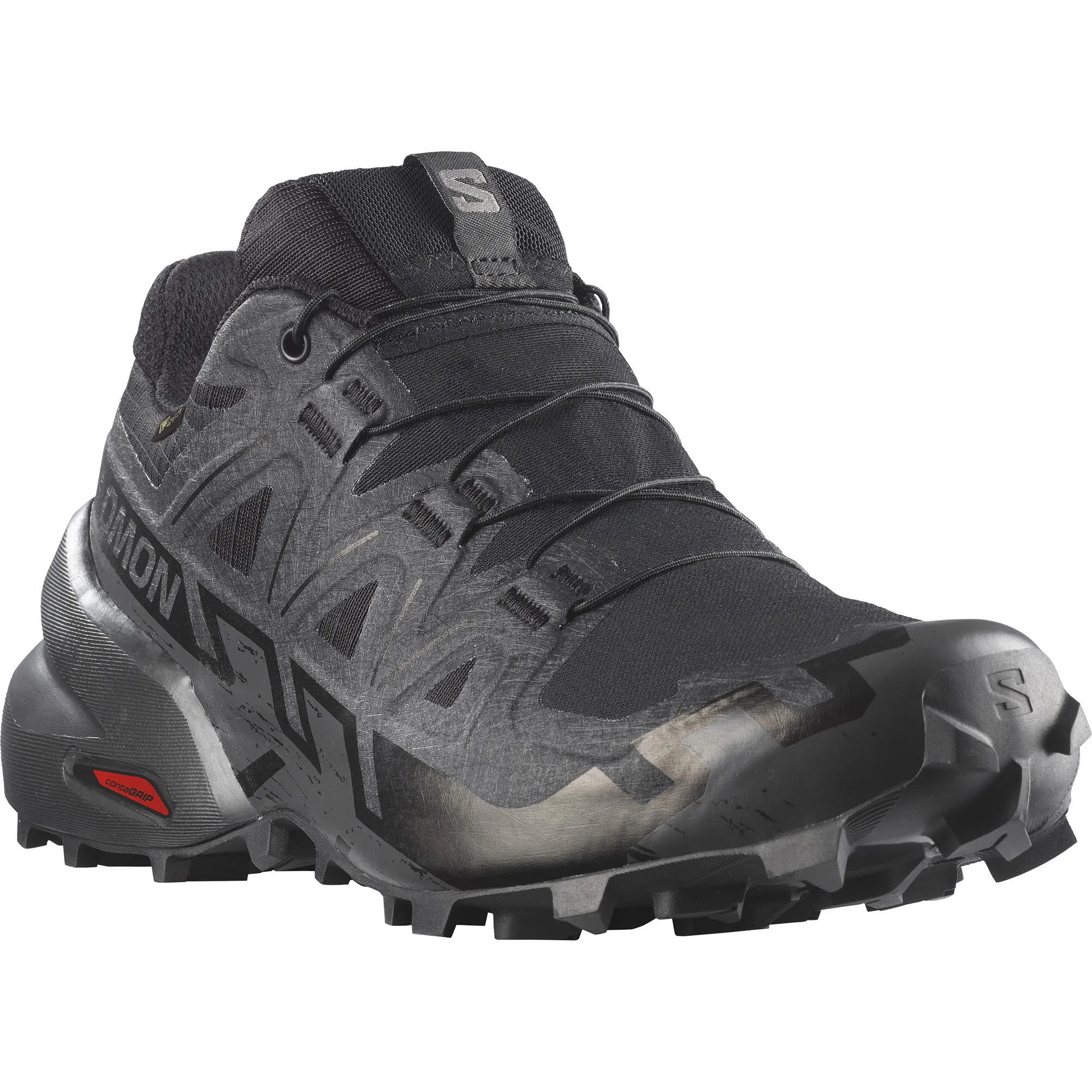 Salomon Speedcross 6 GTX Trailrunning-Schuhe mit Quicklace Wetterfest Damen Schwarz