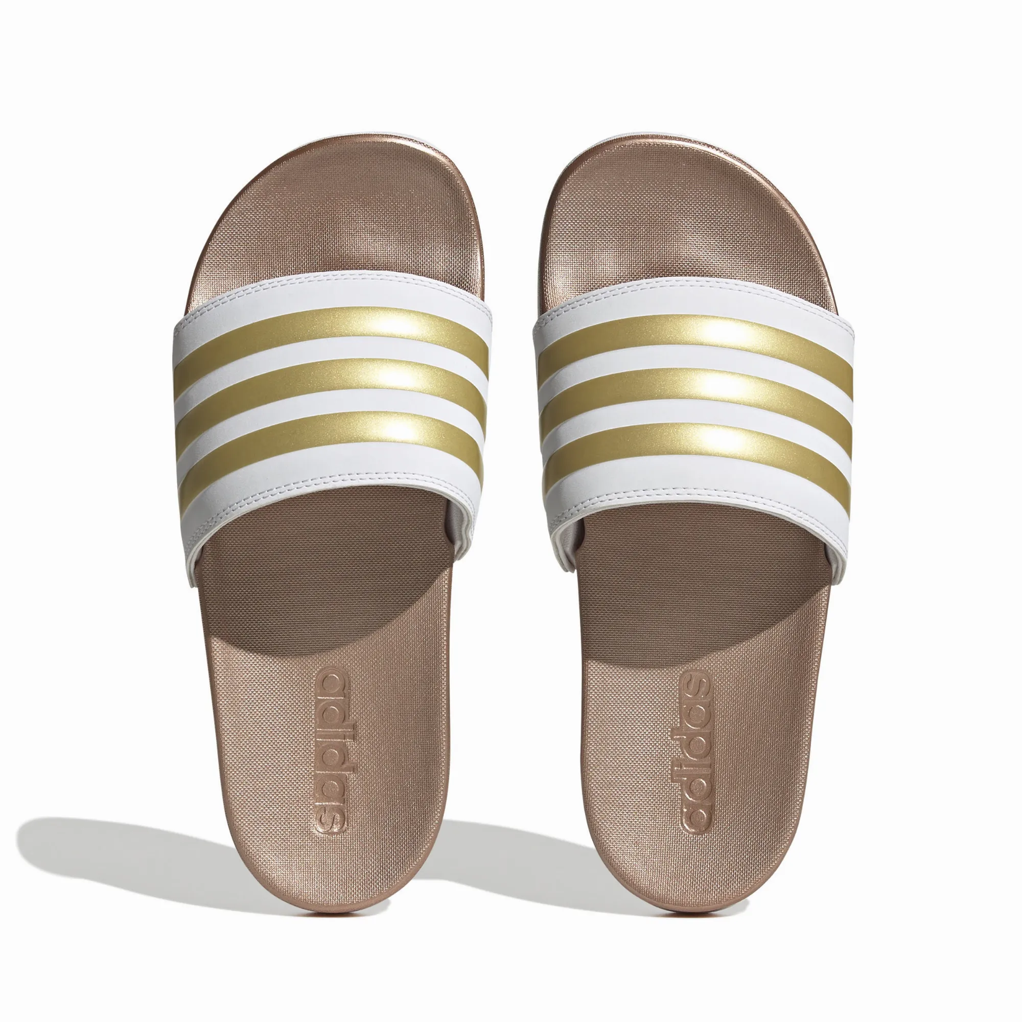 adidas Adilette Comfort Damen Badeschuh Gold Weiß