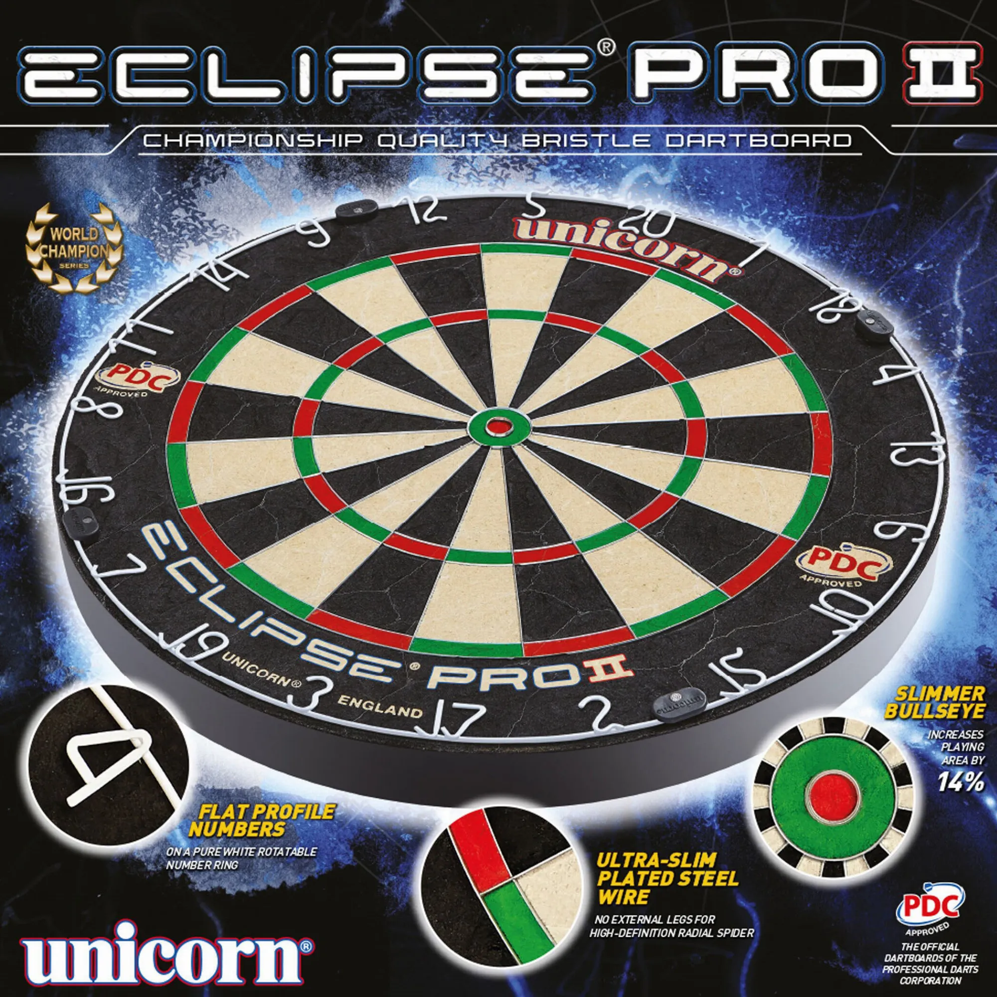 Embassy Sports Unicorn Eclipse Pro 2 Dartscheibe Kork schwarz