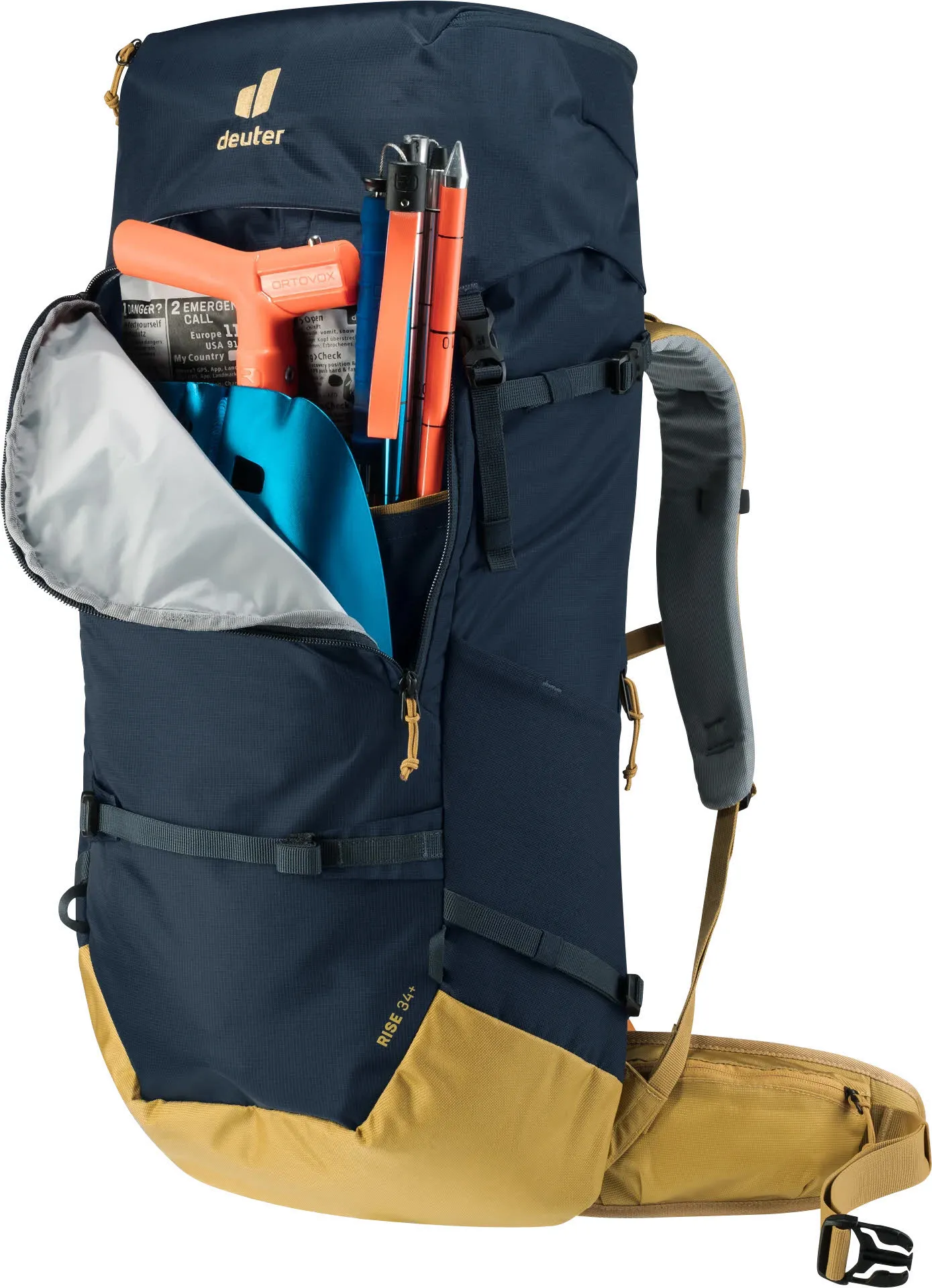 Deuter Rise 34+ Herren Schneeschuh-Rucksack Trekking Tour blau/braun NEU