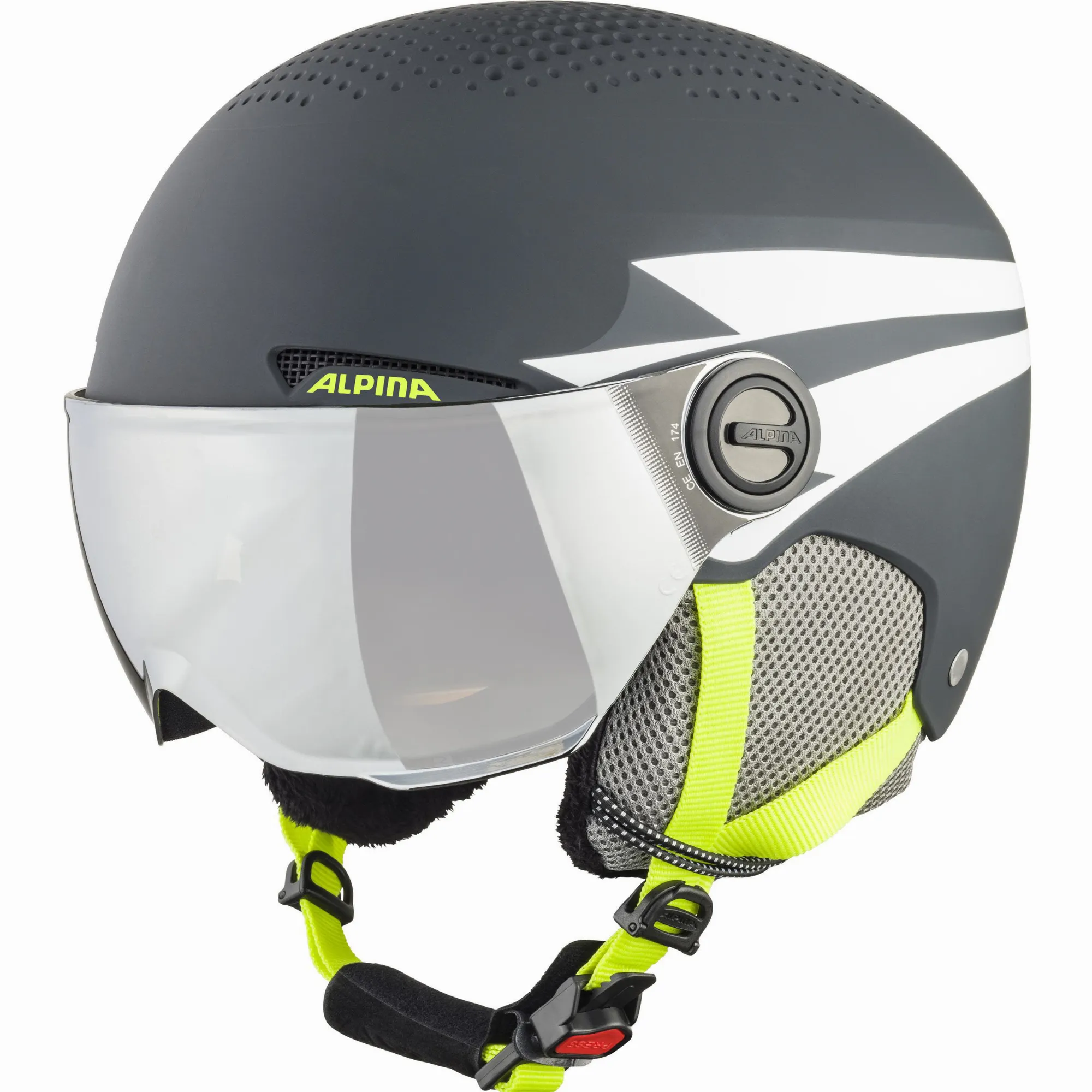 Alpina Zupo Visor Visierhelm Junior Skihelm Snowboardhelm charcoal neon matt NEU