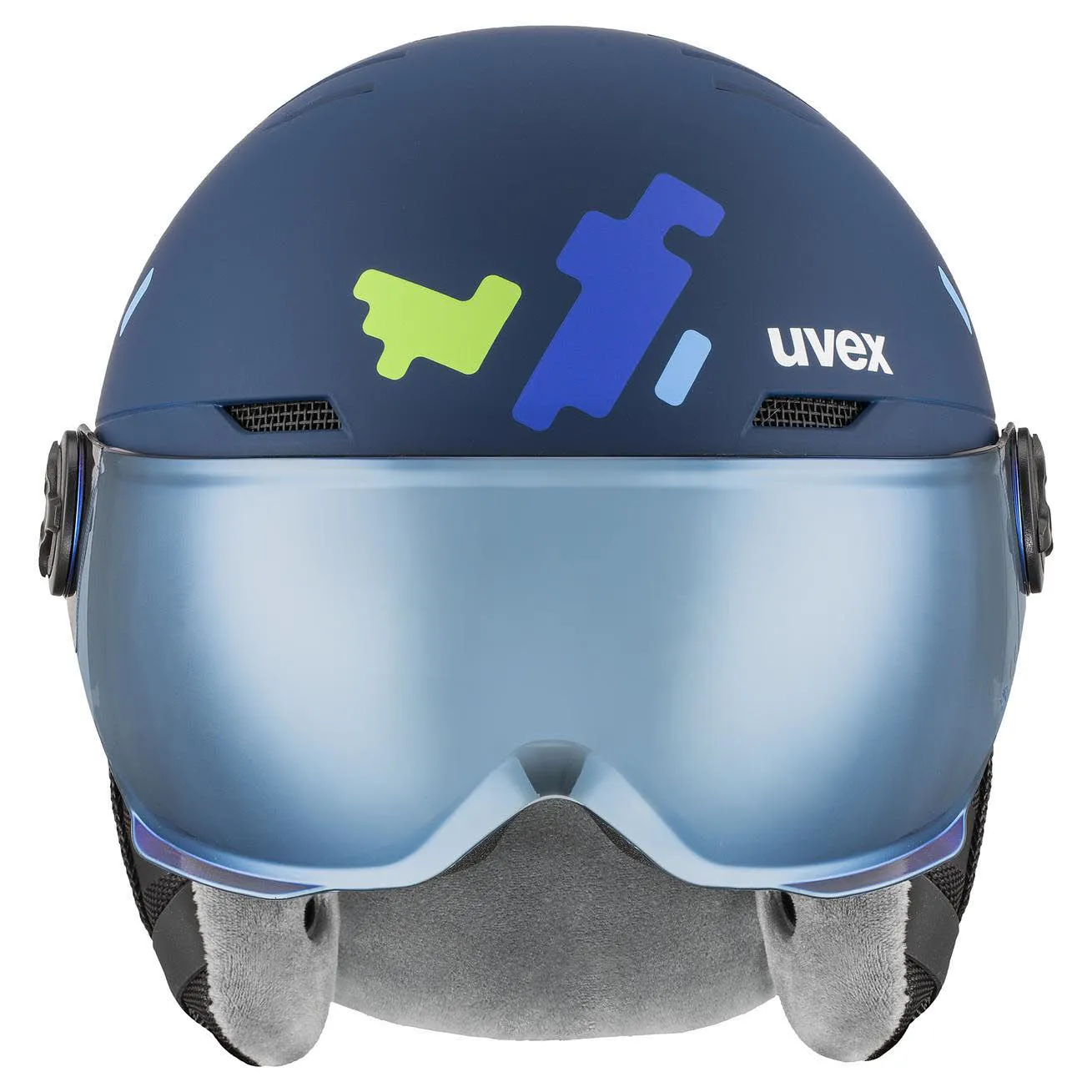 Uvex rocket jr visor Skihelm Visier Helmset Kinder blau grün