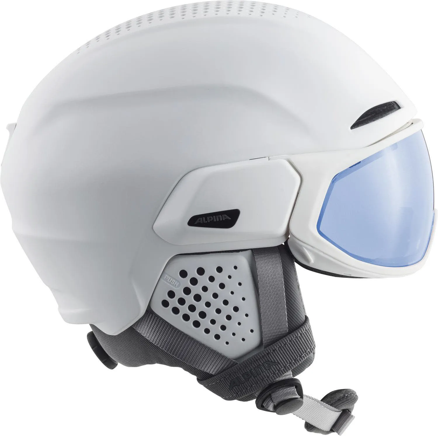 Alpina Alto QV Herren Skihelm Integriertes Visir weiß